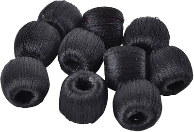 

AM Super shiny silk thread Black wrapped wooden beads for jewellery making- pack of 20