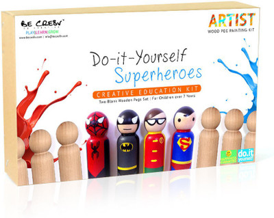 

Be Cre8v Be Cre8v Super Hero Wooden Peg Painting Kit