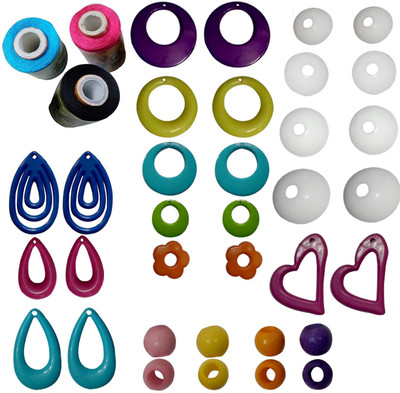 

RKB 13 different earring base and 30 pcs chain/necklace making bead with pink,black,sky-blue