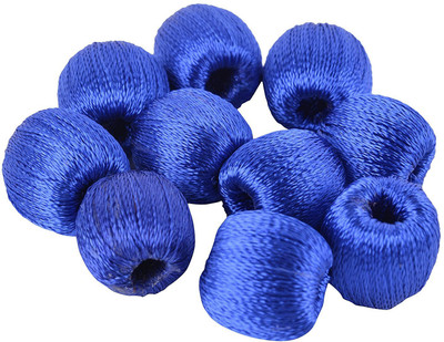 

AM Super shiny silk thread Royal Blue wrapped wooden beads for jewellery making- pack of 20
