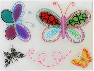 

Tootpado Colourful Butterflies Clear Rubber Stamps, Set of 5 - (CRS404) For Card Making And Scrapbooking