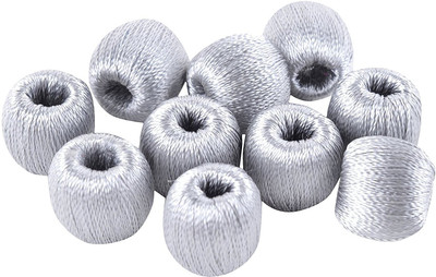 

AM Super shiny silk thread Off White wrapped wooden beads for jewellery making- pack of 20