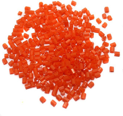 

Jaunty Beadsnfashion 2 Cut Seed Bugles Beads Orange (100 Gm)