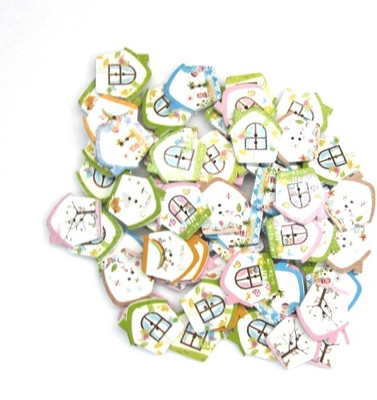

Vardhman Printed wooden buttons, hut shape , combo of 60 butons