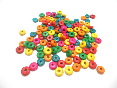 

GOELX Colorful flat wooden round disc beads for jewelry making,crafts