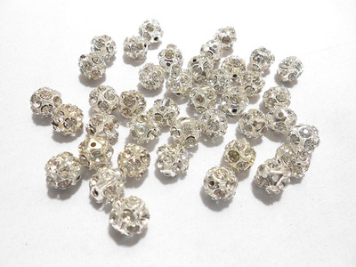 

AM stone ball medium silver finish crystal shine for jewellery making
