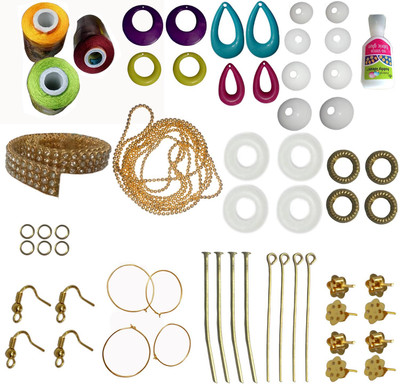 

RKB jewellery making mini kit with parrot green,yellow and maroon silk thread