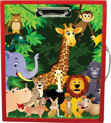 Enigmatic Woodworks Wooden Art Box - Jungle Safari Theme(Red)