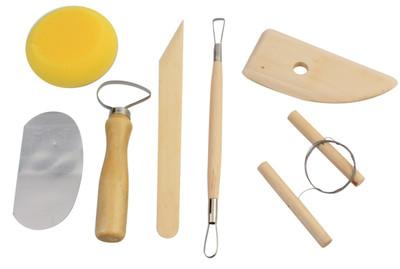 Pigloo 8 Pieces Wood & Metal Pottery Tool Kit
