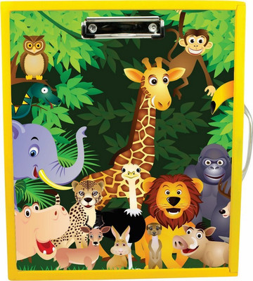 Enigmatic Woodworks Wooden Art Box - Jungle Safari Theme(Yellow)