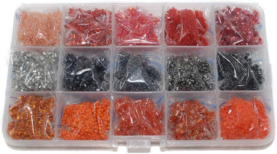 

Jaunty Beadsnfashion Jewellery Making Seed Beads Fire Red Colors DIY Kit (15 Colors)
