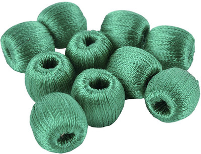 

AM Super shiny silk thread Green wrapped wooden beads for jewellery making- pack of 20