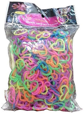 

Shatchi 600 Neon Bubble Heart Loom Band Refill Art Craft Kit Toys With S Clips & Hook, Special Gift For Birthday,Anniversary