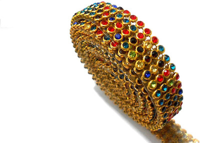 

GOELX Stone lace multicolour 4-line full length 1.25 meters for bangles/jewellery decoration