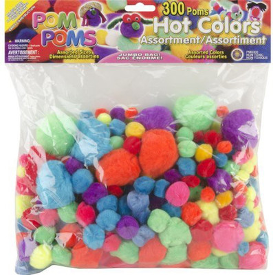 

Pepperell Assorted Pom Poms, Hot Colors, 300 Per Package