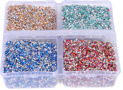 

Vardhman Jarkan rainbow shining stones, 1.80mm, 16000 pcs , 4 colors, used in jewelley , dresses, suits & sarees, paintings