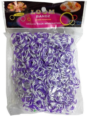 

Shatchi 8 Tone Purple & White 600 Loom Band Refill Kit Kids Arts Crafts Toys With S Clips & Hook, Birthday, Anniversary, Festival