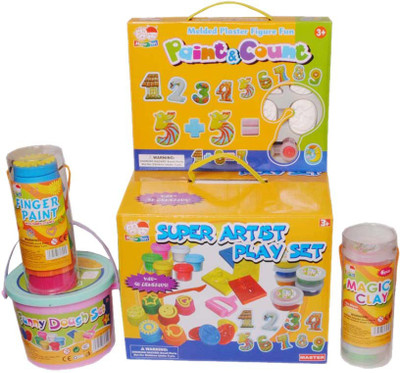 

Kidzoo Super Artist Playset - Paint & Count, Finger Paint, Magic Clay and Funny Dough set