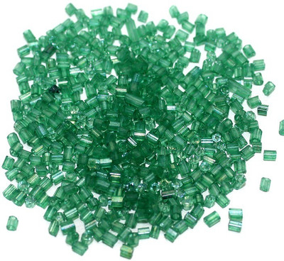 

Jaunty Beadsnfashion 2 Cut Seed Bugles Beads Green Rainbow (100 Gm)