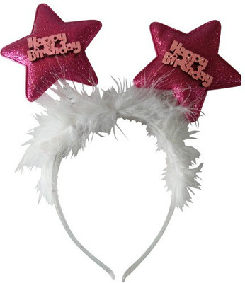 Funcart Funcart Pink Happy birthday Star feather headband