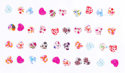 

Vardhman Printed Wooden Buttons , Heart Shape , Used In Dresses , Handicraft , Art & Craft , Scrap Booking , Decorations , Set Of 60 Buttons