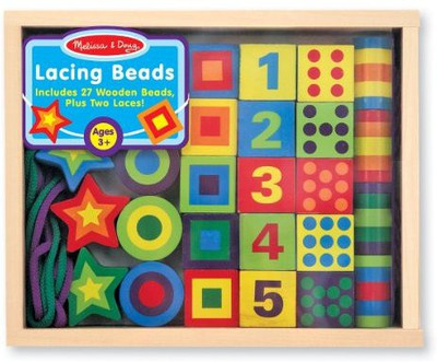 

Melissa & Doug Deluxe Wooden 27 Piece Lacing Beads in a Box