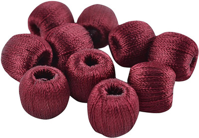 

AM Super shiny silk thread Maroon wrapped wooden beads for jewellery making- pack of 20
