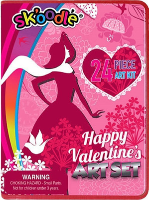 

SKOODLE Kids drawing 24 Pieces Girl Happy valentines Mini Coloring Kit Art Set