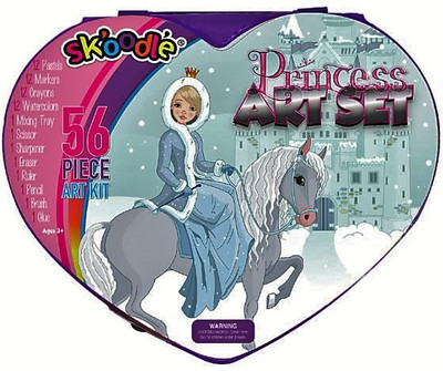 

SKOODLE Kids Heart Shape drawing 56 Pieces Princess Horse Coloring Kit Art Set