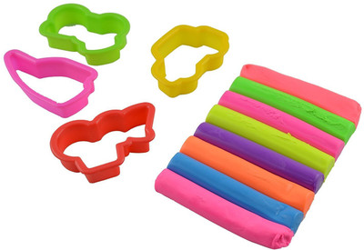

Infinxt Clay Modeling Set 8 Pcs Colorful Non-Hardening Clay Dough with 4 Molds Art Set
