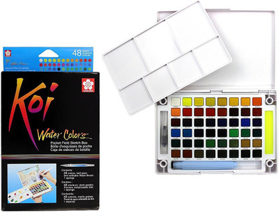 

Sakura KOI Pocket Field Sketch Box 48 Water color cake palette with brush