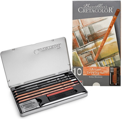 cretacolor black box charcoal drawing set of 20 - tin box 