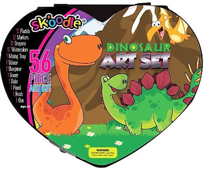 SKOODLE Kids Halfmoon Shape drawing 56 Piece Dinosaur Art Sets