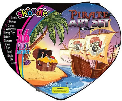 

SKOODLE Kids Heart Shape drawing 56 Pieces Pirate Coloring Kit Art Set
