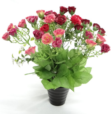 

Ace Flowers Multicolor Rose Artificial Flower with Pot(9 inch, Pack of 1)