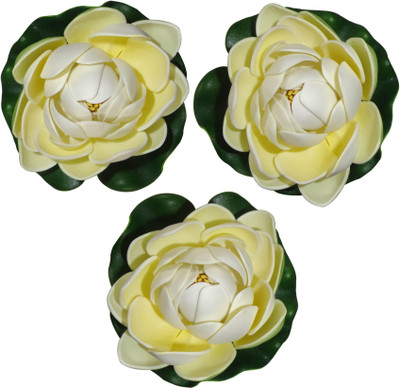 

Muhil Floating Lotus Medium White Assorted Artificial Flower(4 inch, Pack of 3)