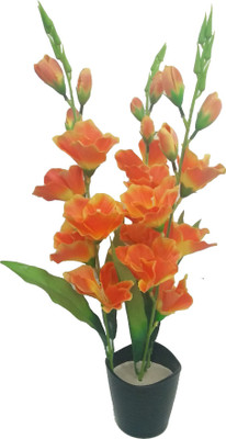 Kaykon Orchid Flower Pot Yellow Orchids Artificial Flower with Pot(35 inch, Pack of 1)