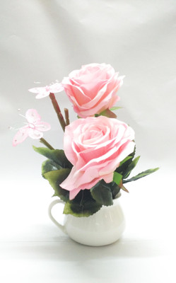 

Magical Petals Pink Rose Artificial Flower with Pot(12 inch, Pack of 1)