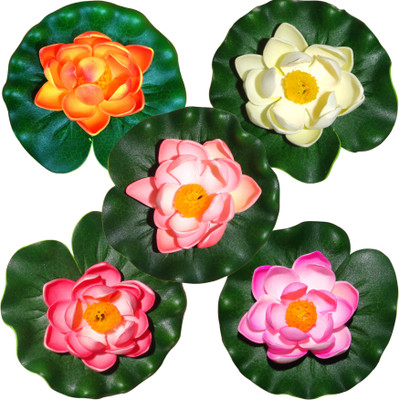 

Muhil Floating Lotus Small Multicolor Assorted Artificial Flower(4 inch, Pack of 5)