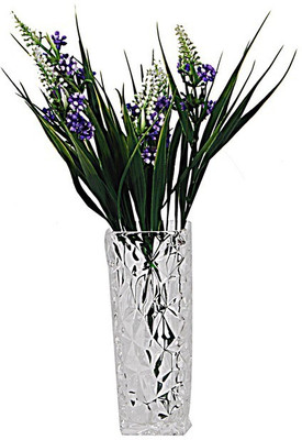 

Orchard White Crystal Flower vase with Blue Flowers Multicolor Assorted Artificial Flower with Pot(14 inch, Pack of 1)