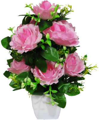

YSK Creation Multicolor Rose Artificial Flower with Pot(12 inch, Pack of 1)