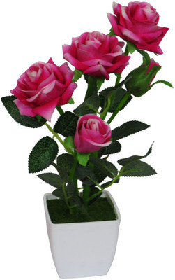 

YSK Creation Multicolor Rose Artificial Flower with Pot(12 inch, Pack of 1)