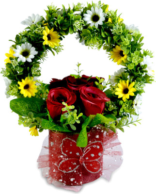 

Magical Petals Multicolor Assorted Artificial Flower with Pot(10 inch, Pack of 1)
