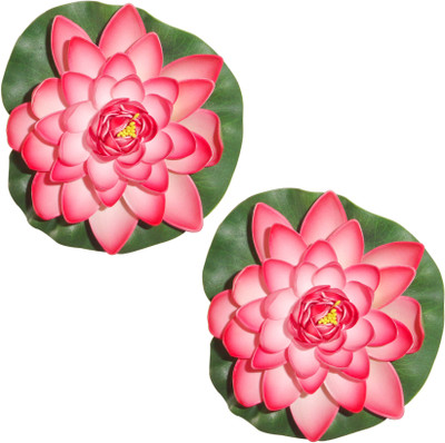 

Muhil Floating Lotus Large Light Red Assorted Artificial Flower(7 inch, Pack of 2)