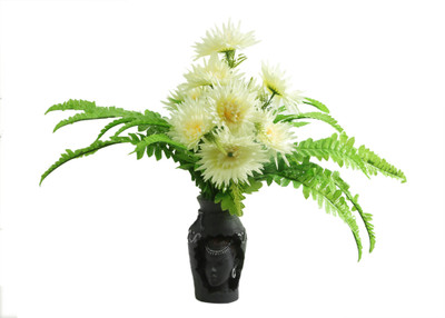 

Magicwand Enterprises White, Green, Black Gerbera Artificial Flower with Pot(35 inch, Pack of 1)