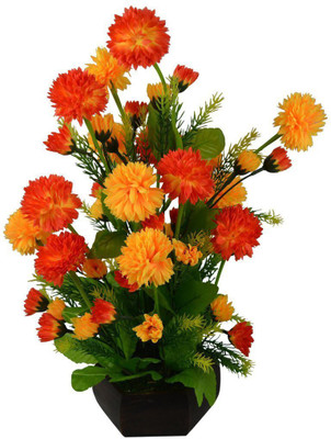 

Kaykon Dahlia Flowers Multicolor Carnations Artificial Flower with Pot(12 inch, Pack of 1)