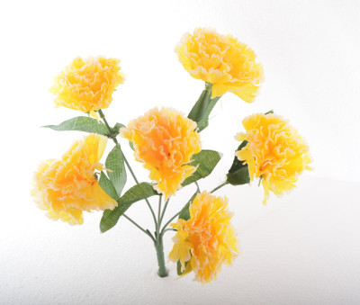 

Kusal Carnation 6 Head Yellow Assorted Artificial Flower(13 inch, Pack of 1)