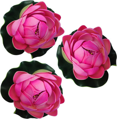 

Muhil Floating Lotus Medium Pink Assorted Artificial Flower(4 inch, Pack of 3)