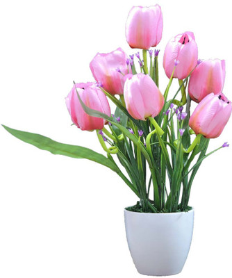 

ZOOEY Pink Tulips Artificial Flower(6.25 inch, Pack of 1)