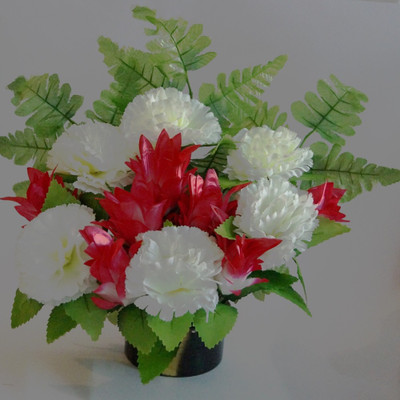 

JRG White Carnations Artificial Flower with Pot(12 inch, Pack of 1)